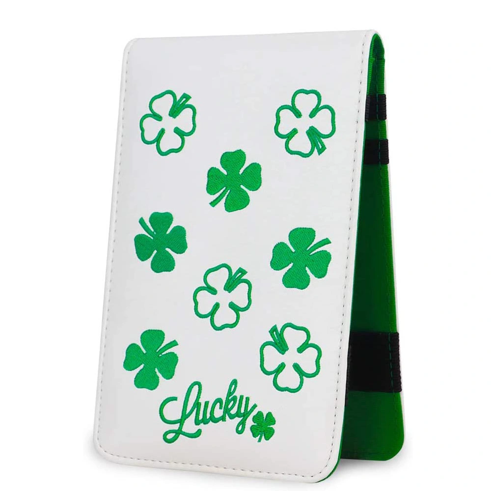 Custom Lucky Clover Logo Water Resist Portable PU Leather Yardage Book Holder Performance Golf Scorecard Holder