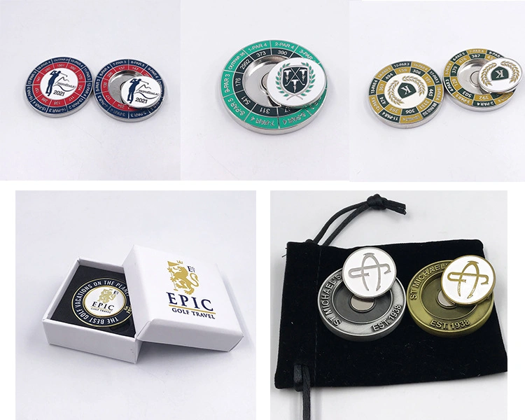 Custom Hat Clip Marker/Magnetic Poker Chip Golf Ball Marker Lion Club Metal/Ball Marker with Divot Tool