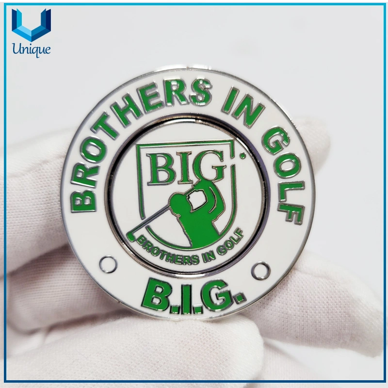 High Quality Hard Enamel Metal Golf Ballmarker, Custom Logo Design Removable Golf Ball Marker