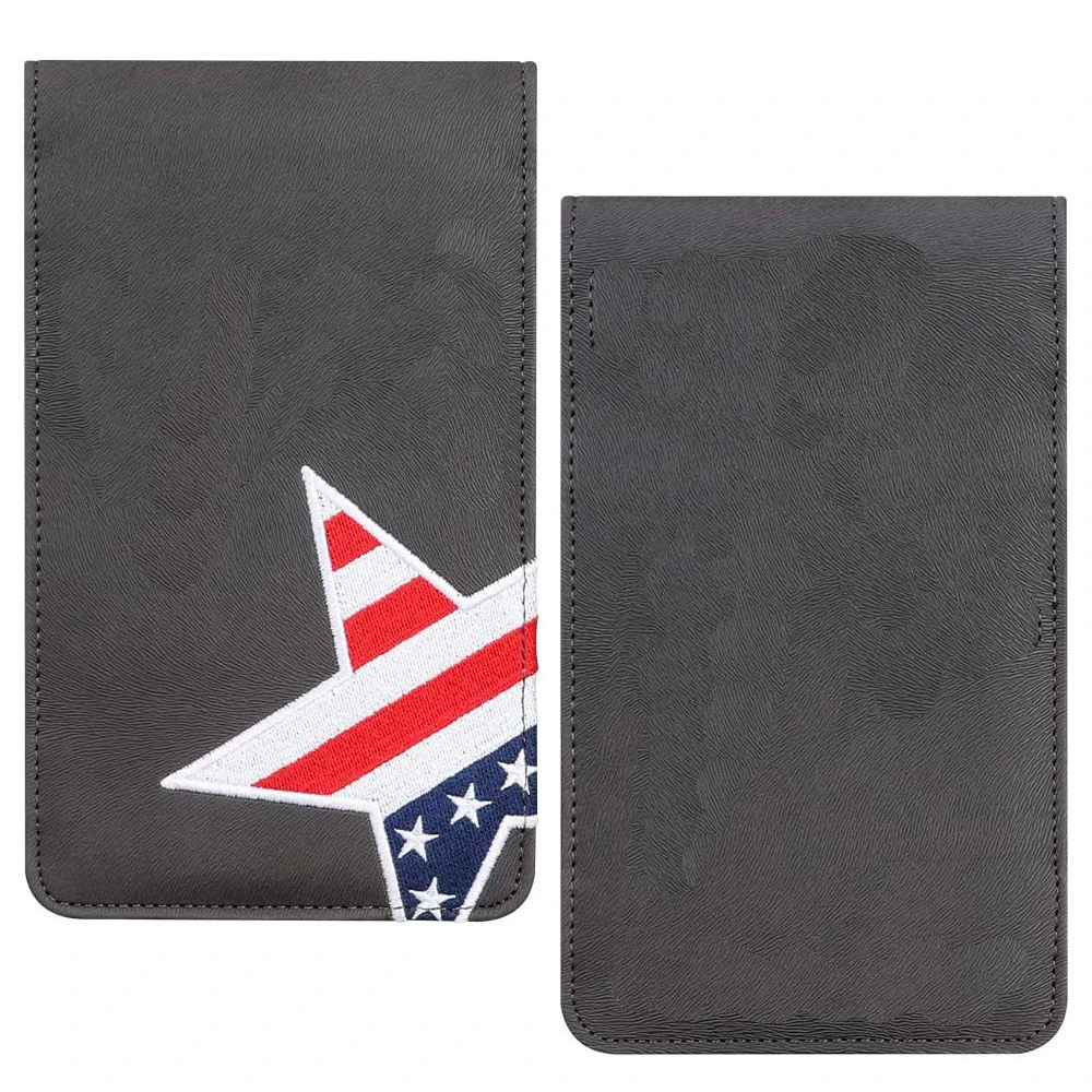 Custom Personalised Logo USA Flag Star Gray Quality PU Leather Yardage Book Cover Golf Digital Scorecard Holder