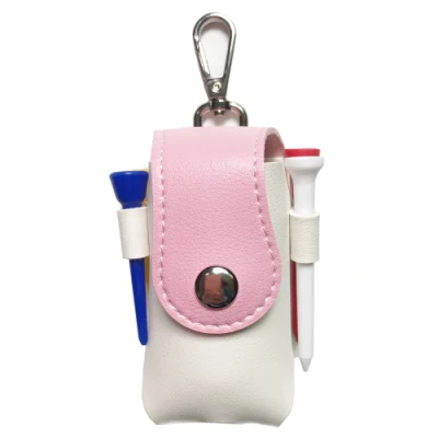 Mini bolso de Golf rosa con logotipo personalizado, cuero de PU con tees de Golf, pelotas de Golf para colgar en la cintura, cinturón de Golf, 2 colores a elegir, regalo de Ping marrón