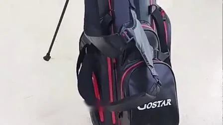 Bolsa de golf ligera negra y roja con 7 divisores Bolsa de golf impermeable con soporte